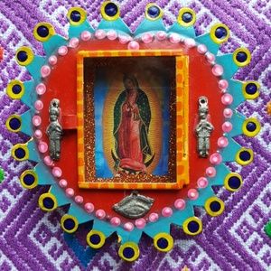 Sacred Heart Tin Nicho w/ Our Lady of Guadalupe